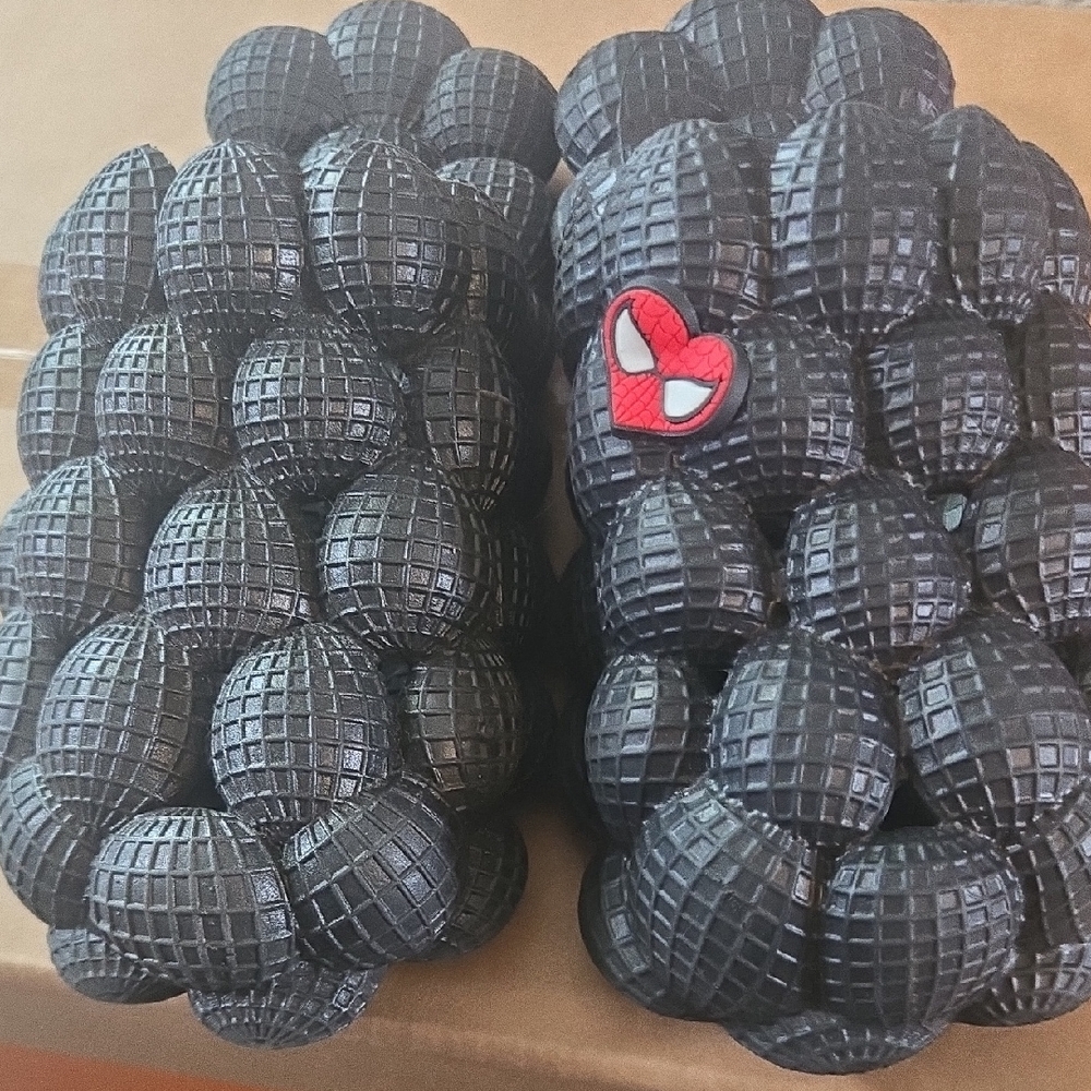 Black Bubble Mules with Patch